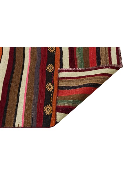 Kırmızı Çizgili Yün Modern Desenli Yün Hav Toz Vermez Leke Tutmayan Salon Yolluk Mutfak El Dokuma Halı