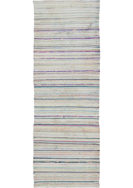 Girit Bej Çizgili Yün Modern Desenli Yün Hav Toz Vermez Leke Tutmayan Salon Yolluk Mutfak El Dokuma Halı