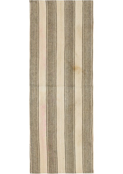 Girit Gri Çizgili Yün Modern Desenli Yün Hav Toz Vermez Leke Tutmayan Salon Yolluk Mutfak El Dokuma Halı