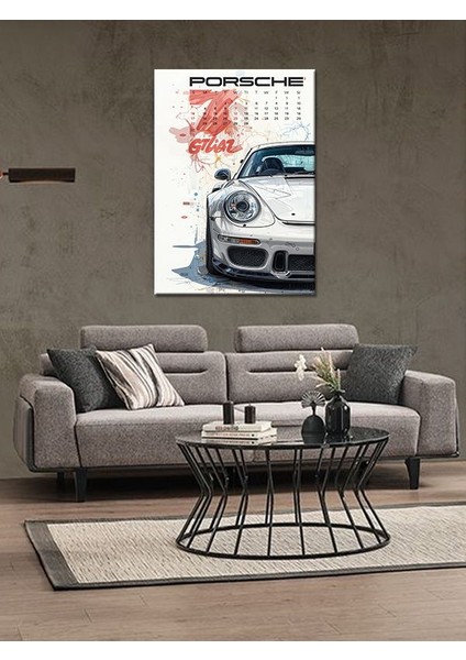 Porsche Takvim Sayfası Ahşap Tablo fiyatları