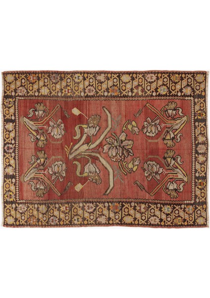 Kırmızı Çerçeveli Yün Modern Desenli Yün Hav Toz Vermez Leke Tutmayan Salon Yolluk Mutfak El Dokuma Halı