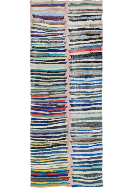 Girit Bej Çizgili Yün Modern Desenli Yün Hav Toz Vermez Leke Tutmayan Salon Yolluk Mutfak El Dokuma Halı