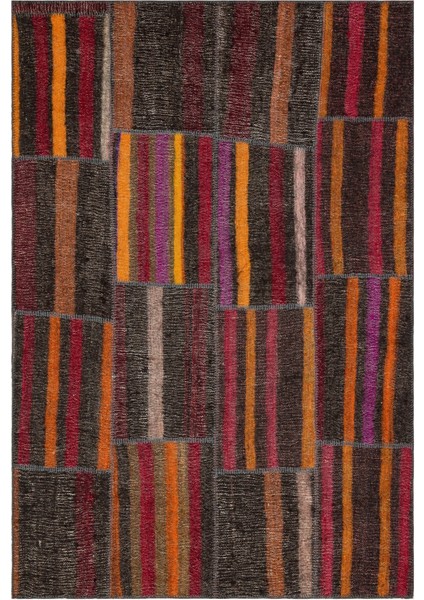 Girit Kırmızı Çizgili Yün Modern Desenli Yün Hav Toz Vermez Leke Tutmayan Salon Yolluk Mutfak El Dokuma Halı