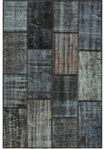 Teselya Mavi Çizgili Yün Modern Desenli Yün Hav Toz Vermez Leke Tutmayan Salon Yolluk Mutfak El Dokuma Halı