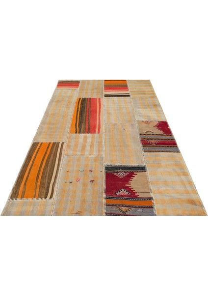 Girit Bej Çizgili Yün Modern Desenli Yün Hav Toz Vermez Leke Tutmayan Salon Yolluk Mutfak El Dokuma Halı fiyatları