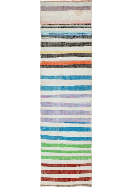 Teselya Bej Çizgili Yün Modern Desenli Yün Hav Toz Vermez Leke Tutmayan Salon Yolluk Mutfak El Dokuma Halı