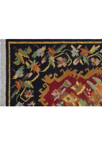 Siyah Çerçeveli Yün Modern Desenli Yün Hav Toz Vermez Leke Tutmayan Salon Yolluk Mutfak El Dokuma Halı fırsatları