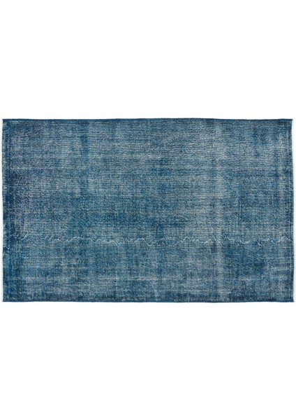 Turkuaz Eskitme Yün Modern Desenli Yün Hav Toz Vermez Leke Tutmayan Salon Yolluk Mutfak El Dokuma Halı