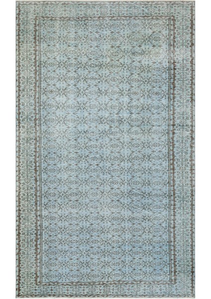 Atina Turkuaz Eskitme Yün Modern Desenli Yün Hav Toz Vermez Leke Tutmayan Salon Yolluk Mutfak El Dokuma Halı