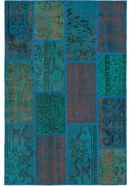 Atina Kırmızı Eskitme Yün Modern Desenli Yün Hav Toz Vermez Leke Tutmayan Salon Yolluk Mutfak El Dokuma Halı