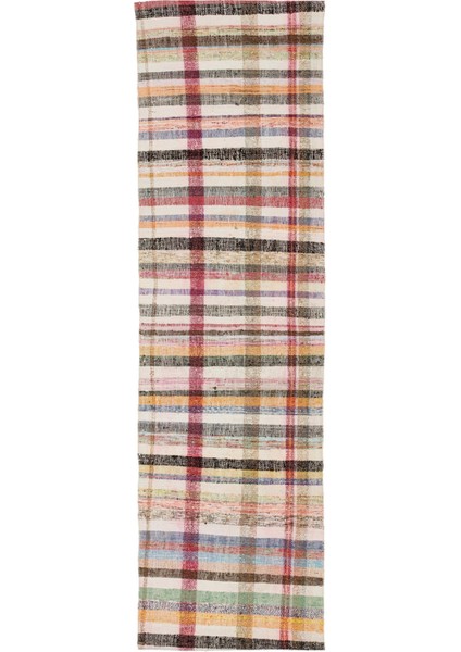 Girit Bej Çizgili Yün Modern Desenli Yün Hav Toz Vermez Leke Tutmayan Salon Yolluk Mutfak El Dokuma Halı