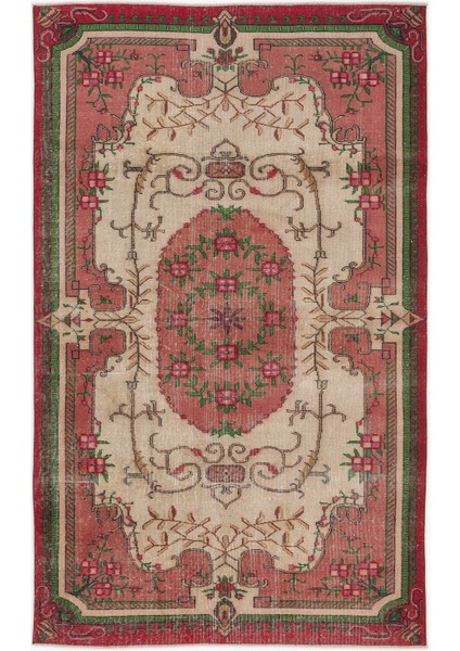 Atina Kırmızı Göbekli Yün Modern Desenli Yün Hav Toz Vermez Leke Tutmayan Salon Yolluk Mutfak El Dokuma Halı