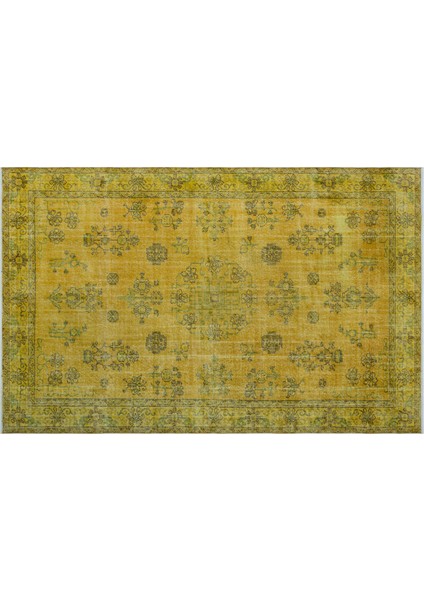 Sarı Çerçeveli Yün Modern Desenli Yün Hav Toz Vermez Leke Tutmayan Salon Yolluk Mutfak El Dokuma Halı