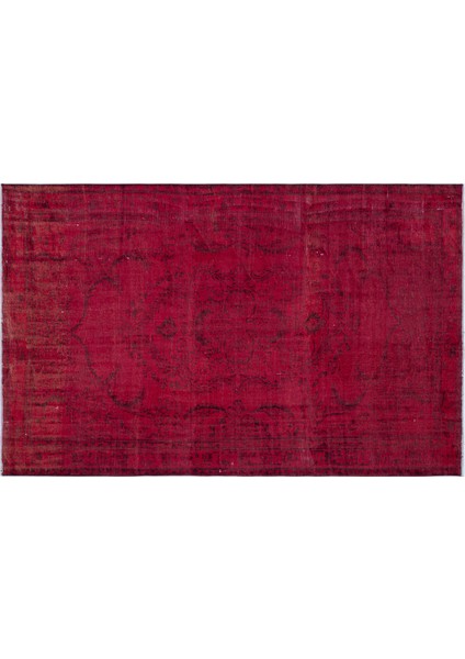 Kırmızı Göbekli Yün Modern Desenli Yün Hav Toz Vermez Leke Tutmayan Salon Yolluk Mutfak El Dokuma Halı