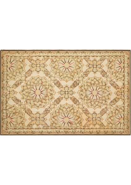 Bej Geometrik Yün Modern Desenli Yün Hav Toz Vermez Leke Tutmayan Salon Yolluk Mutfak El Dokuma Halı