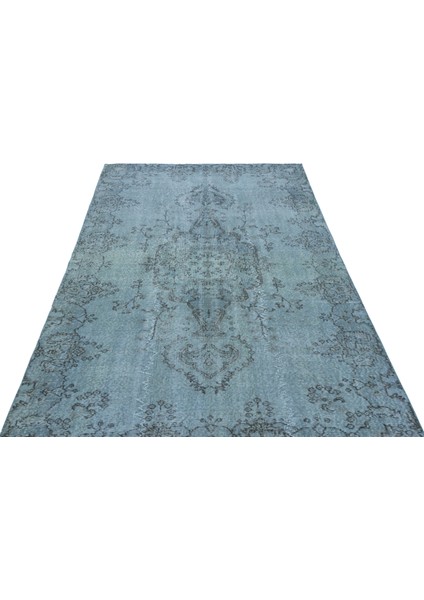 Turkuaz Göbekli Yün Modern Desenli Yün Hav Toz Vermez Leke Tutmayan Salon Yolluk Mutfak El Dokuma Halı modelleri