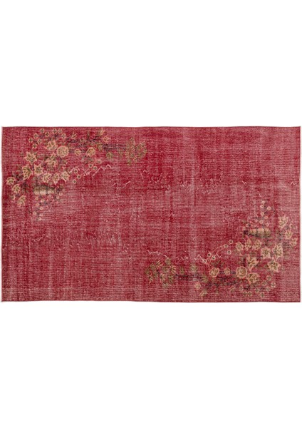 Kırmızı Eskitme Yün Modern Desenli Yün Hav Toz Vermez Leke Tutmayan Salon Yolluk Mutfak El Dokuma Halı