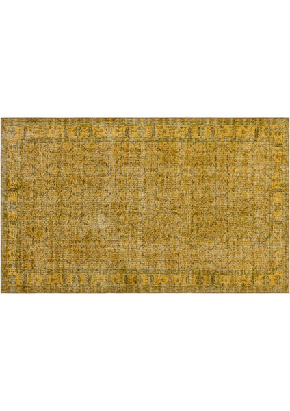 Sarı Çerçeveli Yün Modern Desenli Yün Hav Toz Vermez Leke Tutmayan Salon Yolluk Mutfak El Dokuma Halı