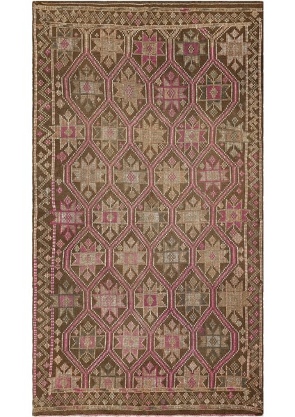 Atina Kahverengi Eskitme Yün Modern Desenli Yün Hav Toz Vermez Leke Tutmayan Salon Yolluk Mutfak El Dokuma Halı