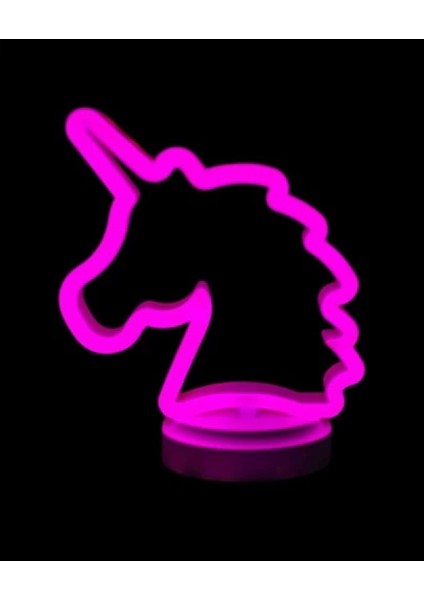 Neon Işıklı Unicorn Masa Gece Lambası Pil+Usb