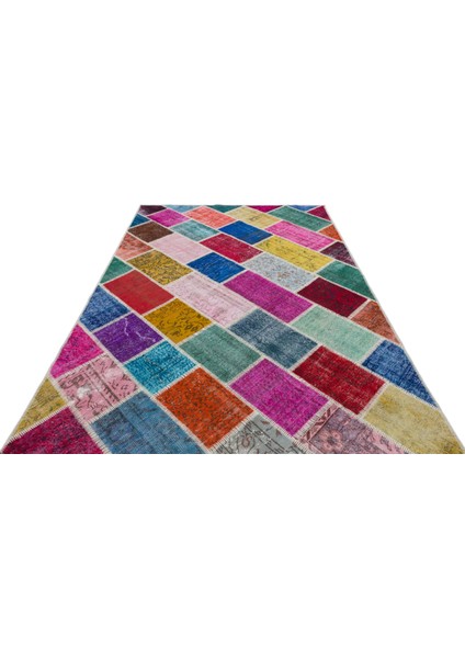 Mavi Patchwork Yün Modern Desenli Yün Hav Toz Vermez Leke Tutmayan Salon Yolluk Mutfak El Dokuma Halı modelleri