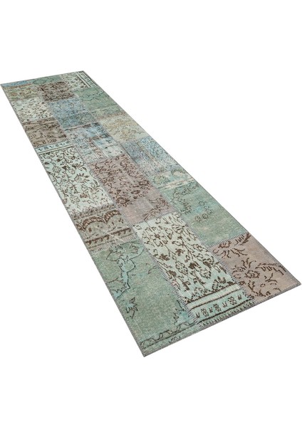 Yeşil Eskitme Etnik Modern Desenli Yün Hav Toz Vermez Leke Tutmayan Salon Yolluk Mutfak El Dokuma Halı modelleri