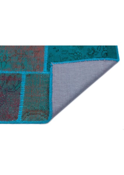 Iskece Turkuaz Eskitme Etnik Modern Desenli Yün Hav Toz Vermez Leke Tutmayan Salon Yolluk Mutfak El Dokuma Halı fiyatları