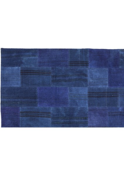 Mavi Patchwork Etnik Modern Desenli Yün Hav Toz Vermez Leke Tutmayan Salon Yolluk Mutfak El Dokuma Halı fiyatları