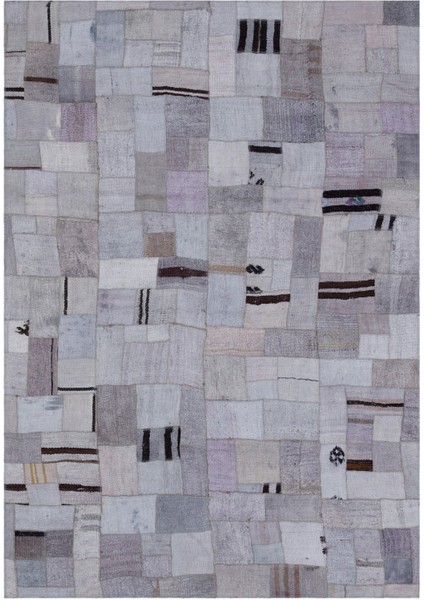 Teselya Mor Patchwork Etnik Modern Desenli Yün Hav Toz Vermez Leke Tutmayan Salon Yolluk Mutfak El Dokuma Halı