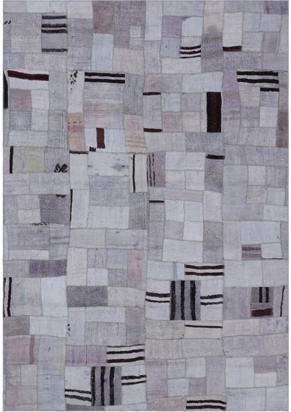 Teselya Mor Patchwork Etnik Modern Desenli Yün Hav Toz Vermez Leke Tutmayan Salon Yolluk Mutfak El Dokuma Halı