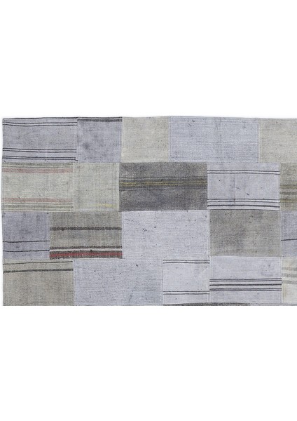 Gri Patchwork Etnik Modern Desenli Yün Hav Toz Vermez Leke Tutmayan Salon Yolluk Mutfak El Dokuma Halı fiyatları