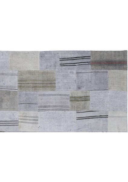Gri Patchwork Etnik Modern Desenli Yün Hav Toz Vermez Leke Tutmayan Salon Yolluk Mutfak El Dokuma Halı modelleri