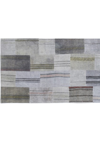 Gri Patchwork Etnik Modern Desenli Yün Hav Toz Vermez Leke Tutmayan Salon Yolluk Mutfak El Dokuma Halı fırsatları