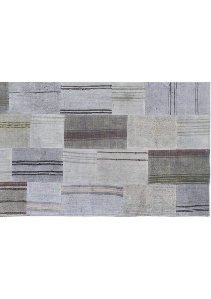 Gri Patchwork Etnik Modern Desenli Yün Hav Toz Vermez Leke Tutmayan Salon Yolluk Mutfak El Dokuma Halı indirimleri