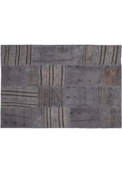 Kahverengi Patchwork Etnik Modern Desenli Yün Hav Toz Vermez Leke Tutmayan Salon Yolluk Mutfak El Dokuma Halı