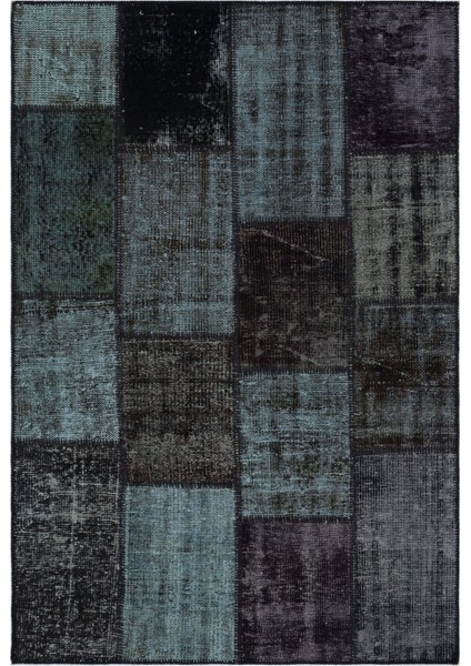 Iskece Siyah Eskitme Etnik Modern Desenli Yün Hav Toz Vermez Leke Tutmayan Salon Yolluk Mutfak El Dokuma Halı