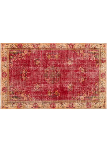 Kırmızı Çerçeveli Yün Modern Desenli Yün Hav Toz Vermez Leke Tutmayan Salon Yolluk Mutfak El Dokuma Halı