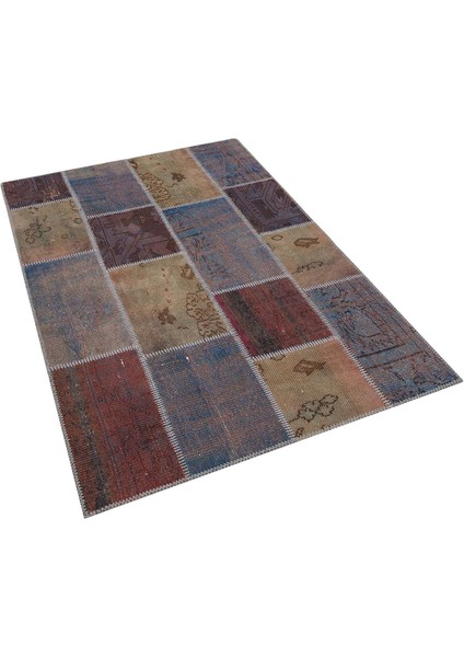 Kahverengi Patchwork Etnik Modern Desenli Yün Hav Toz Vermez Leke Tutmayan Salon Yolluk Mutfak El Dokuma Halı modelleri