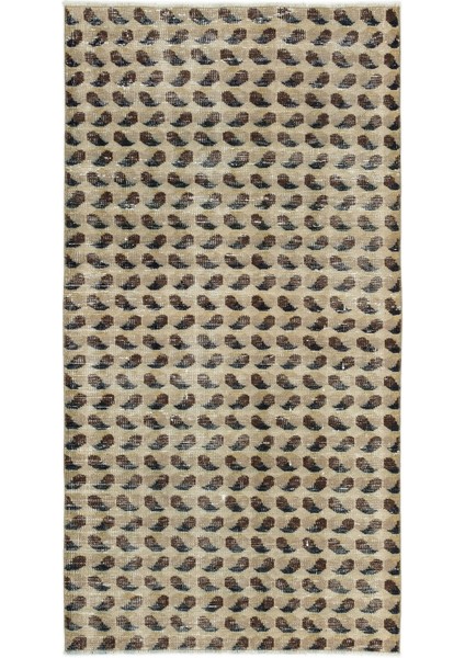 Girit Bej Çizgili Yün Modern Desenli Yün Hav Toz Vermez Leke Tutmayan Salon Yolluk Mutfak El Dokuma Halı