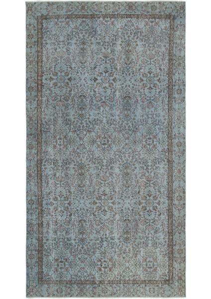 Atina Turkuaz Eskitme Yün Modern Desenli Yün Hav Toz Vermez Leke Tutmayan Salon Yolluk Mutfak El Dokuma Halı