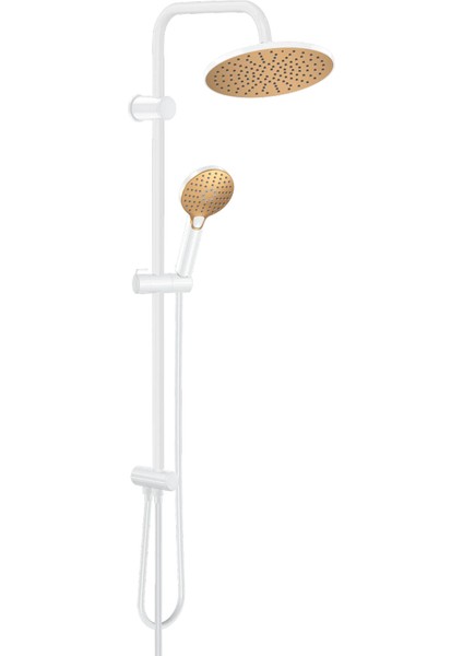 Beyaz Altın, Kireç Kırıcılı, Butonlu, Fonksiyonlu, Yağmurlama Tepe Duş Seti