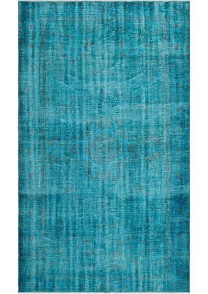 Atina Mavi Eskitme Yün Modern Desenli Yün Hav Toz Vermez Leke Tutmayan Salon Yolluk Mutfak El Dokuma Halı