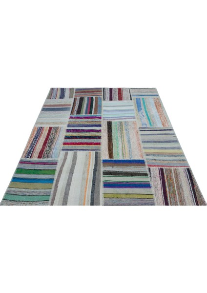 Teselya Mavi Patchwork Yün Modern Desenli Yün Hav Toz Vermez Leke Tutmayan Salon Yolluk Mutfak El Dokuma Halı fiyatları