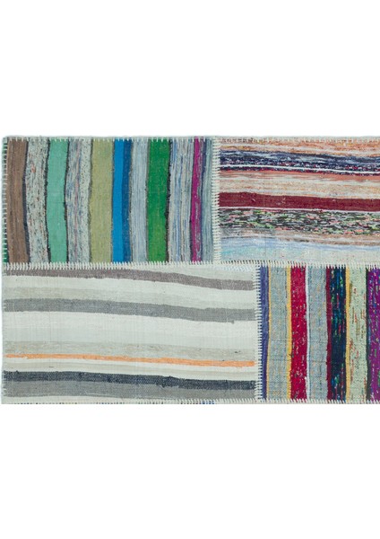 Teselya Mavi Patchwork Yün Modern Desenli Yün Hav Toz Vermez Leke Tutmayan Salon Yolluk Mutfak El Dokuma Halı indirimleri