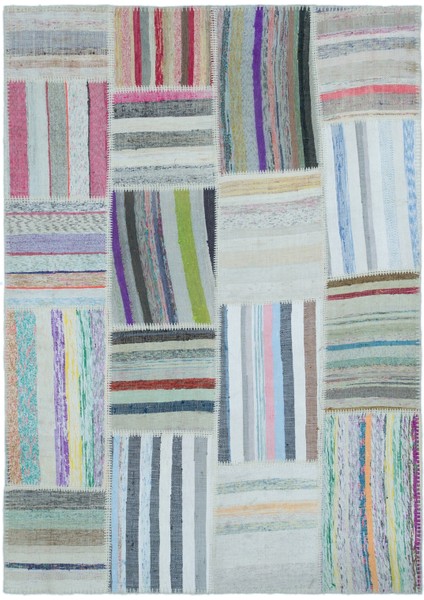 Iskece Bej Patchwork Yün Modern Desenli Yün Hav Toz Vermez Leke Tutmayan Salon Yolluk Mutfak El Dokuma Halı