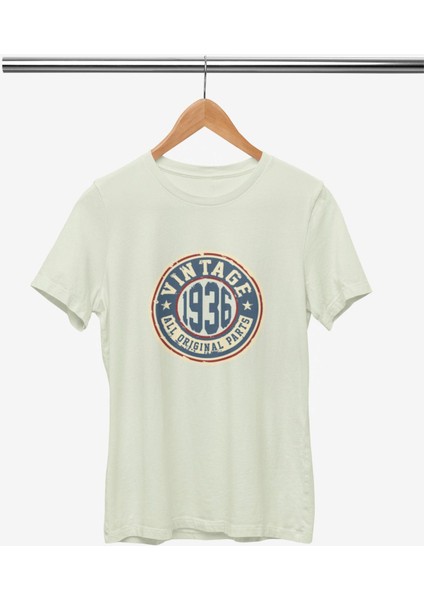 Vintage Baskılı / Kadın Çok Renkli T-Shirt %100 Pamuk Regular Fıt Rahat Kalıp fiyatları
