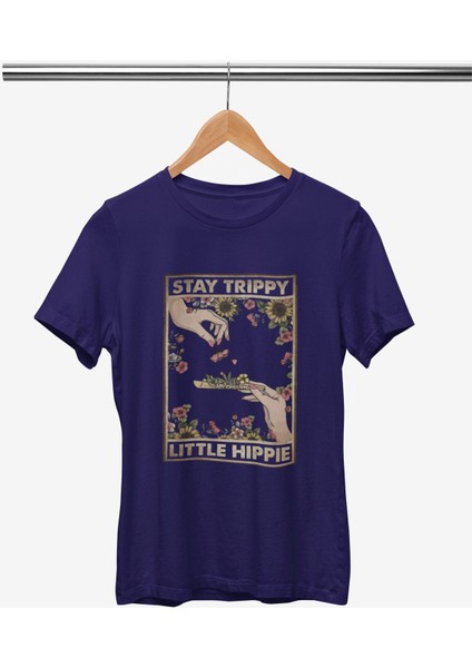 Stay Trıppy Baskılı / Kadın Çok Renkli T-Shirt %100 Pamuk Regular Fıt Rahat Kalıp fiyatları