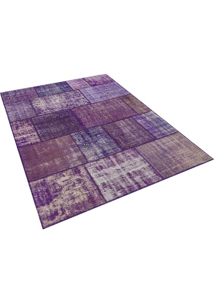 Mor Patchwork Etnik Modern Desenli Yün Hav Toz Vermez Leke Tutmayan Salon Yolluk Mutfak El Dokuma Halı modelleri