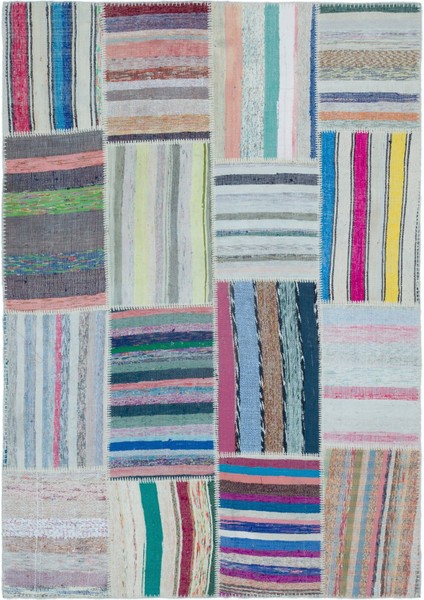 Iskece Bej Patchwork Yün Modern Desenli Yün Hav Toz Vermez Leke Tutmayan Salon Yolluk Mutfak El Dokuma Halı