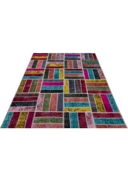 Mavi Patchwork Yün Modern Desenli Yün Hav Toz Vermez Leke Tutmayan Salon Yolluk Mutfak El Dokuma Halı modelleri